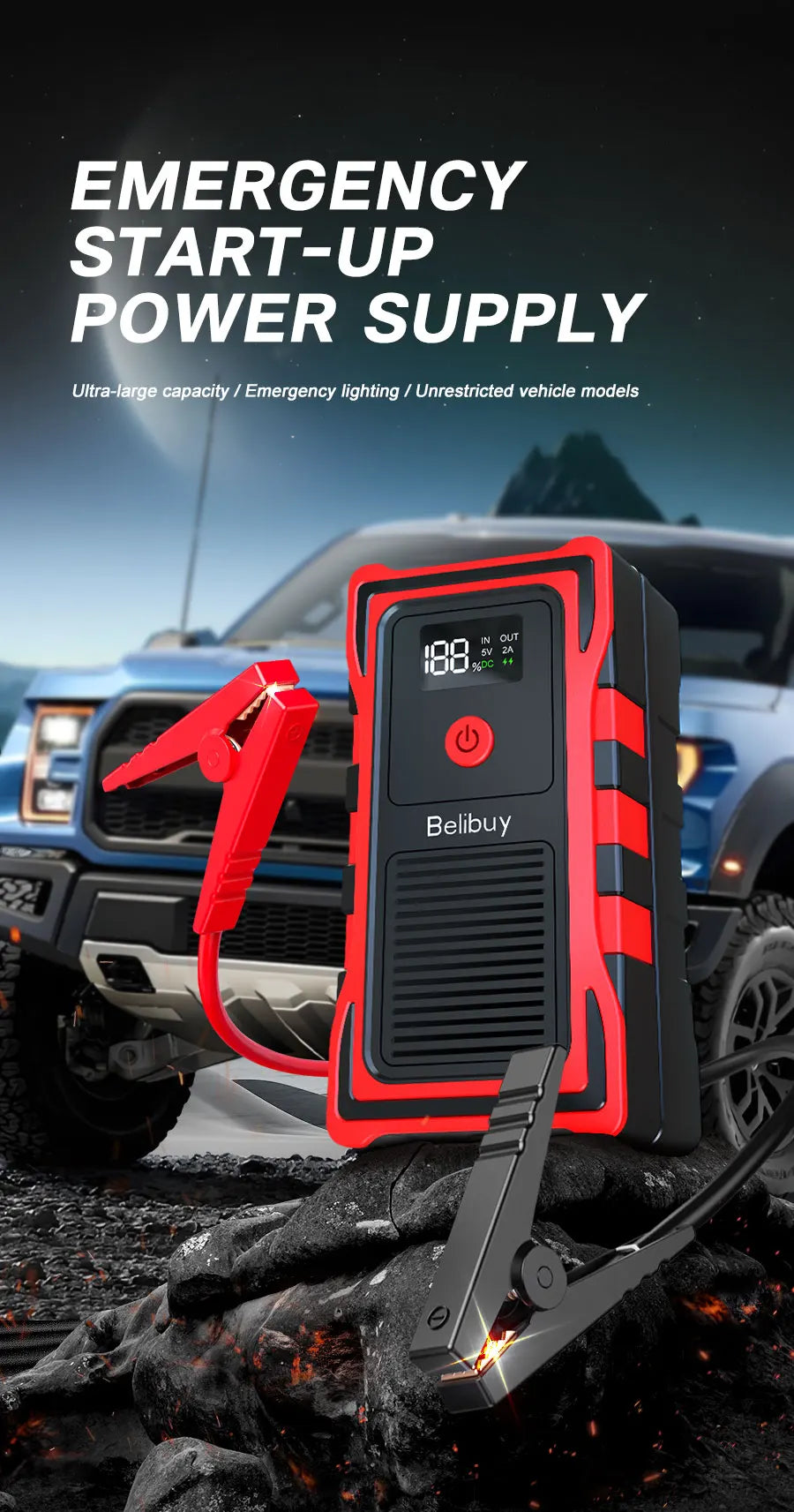 12VCar Battery Starter,5000mAh Portable Emergency Jump Starter,Auto Engine Booster,Vehicle Electronic Accessory,Emergency Tool