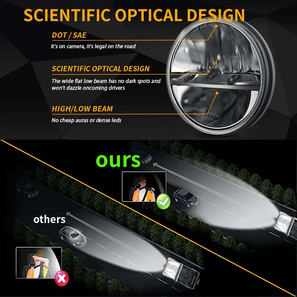 Braveway Pair 7" LED Headlights High/Low Beam for Jeep Wrangler Toyota Landcruiser HZJ75 78 79 Series SUV 12V 24V