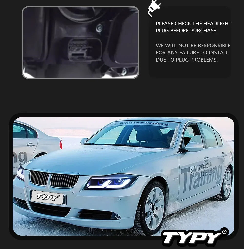 TYPY Car Lights For BMW 3 Serise E91 E90 Headlights 2005-2012 LED Head Lamp 320i 318i 330i DRL Projector Front Light Car Accessories