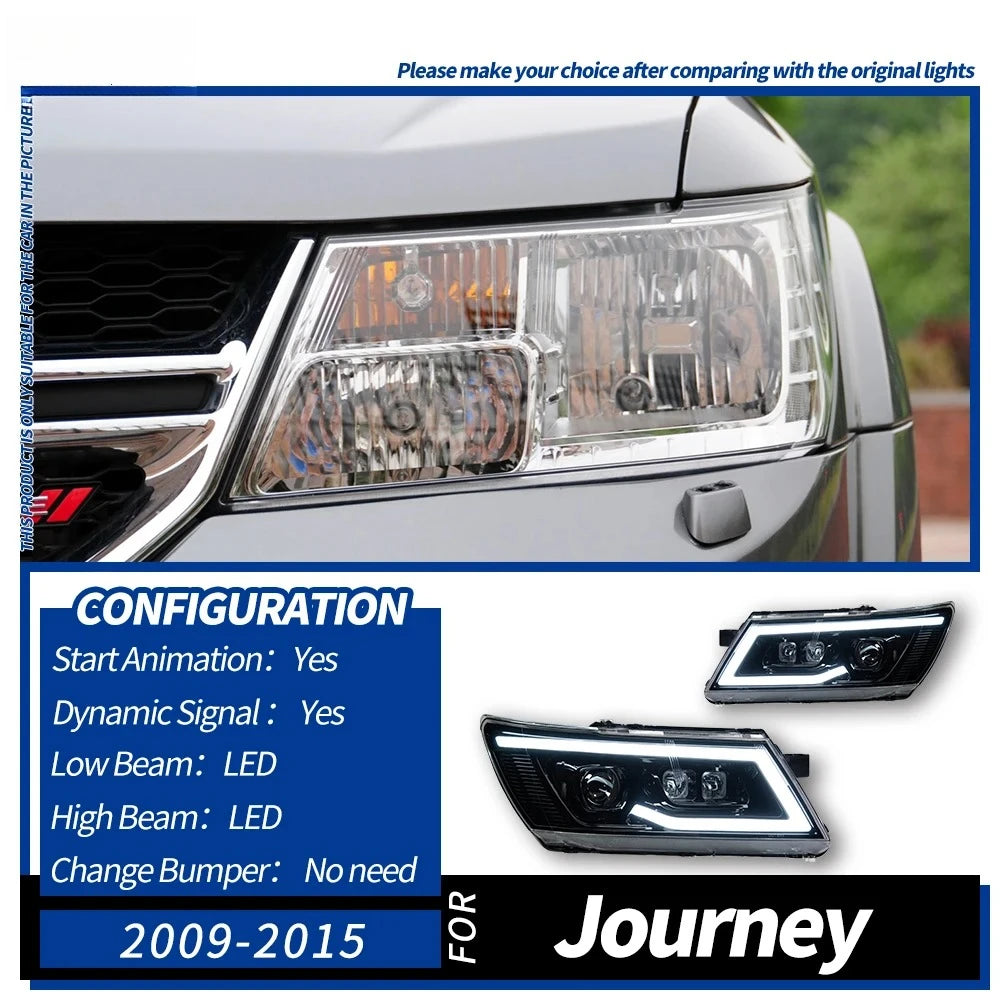LED Headlight For Dodge Journey JCUV Fiat Freemont 2009‑2016 Angel Eye Bi‑Xenon DRL Head Lamp Assembly