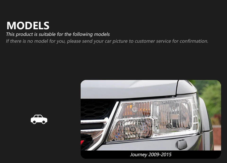 LED Headlight For Dodge Journey JCUV Fiat Freemont 2009‑2016 Angel Eye Bi‑Xenon DRL Head Lamp Assembly