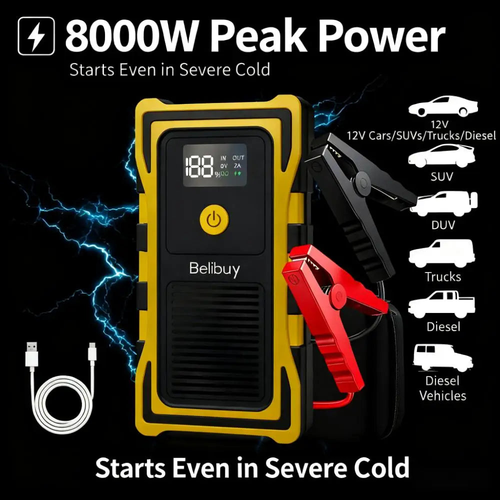12VCar Battery Starter,5000mAh Portable Emergency Jump Starter,Auto Engine Booster,Vehicle Electronic Accessory,Emergency Tool
