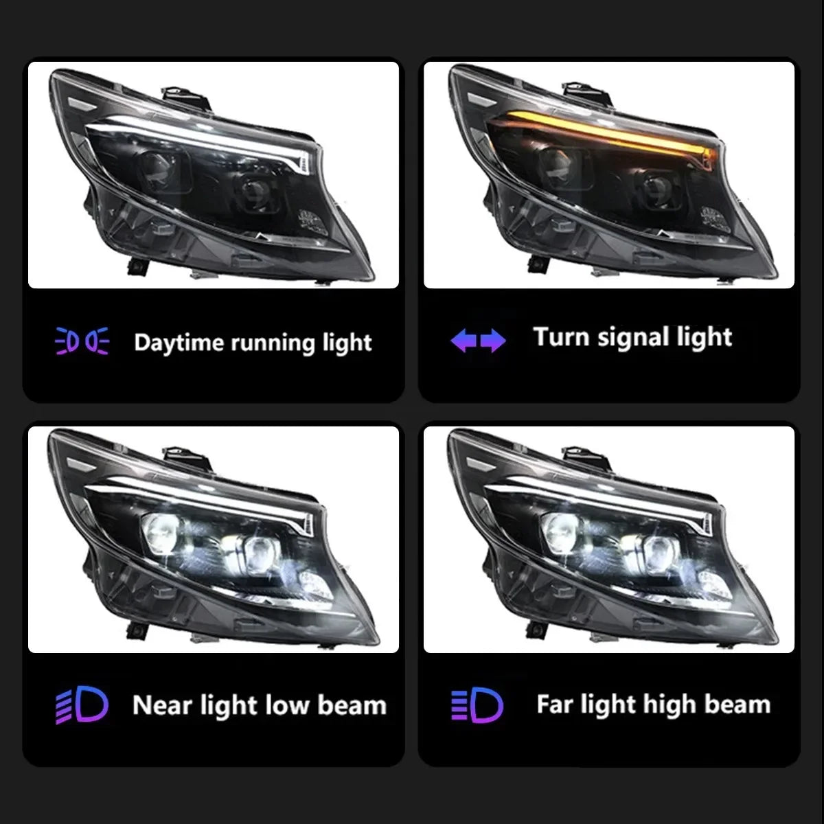 For Mercedes Benz V-Class W447 LED Headlights Vito V220 V250 V260 Vito Kasten 2015 2016 2017 2018 2019 2020-2023 front headlight