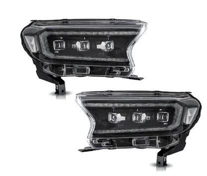 2PCS T6 LED Headlight Assembly E‑Mark Approved For Ford Ranger T6 Wildtrak Raptor Pickup Dynamic Sequential Amber Turn Signal Full LED Headlamps DRL High Low Beam Direct Fit Plug And Play IP67 Waterproof Auto Upgrade Kit 2P