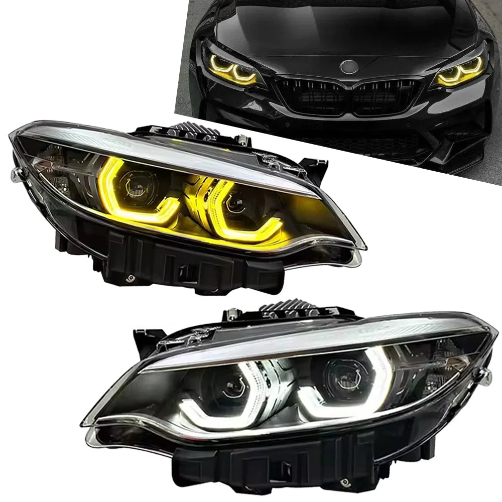 TYPY 2Pcs Car LED Head Lights For BMW 2 Series F22 Headlights F23 2014-2019 LED Car Lamps Daytime Running Lights Dynamic Turn Signals Car Accessories