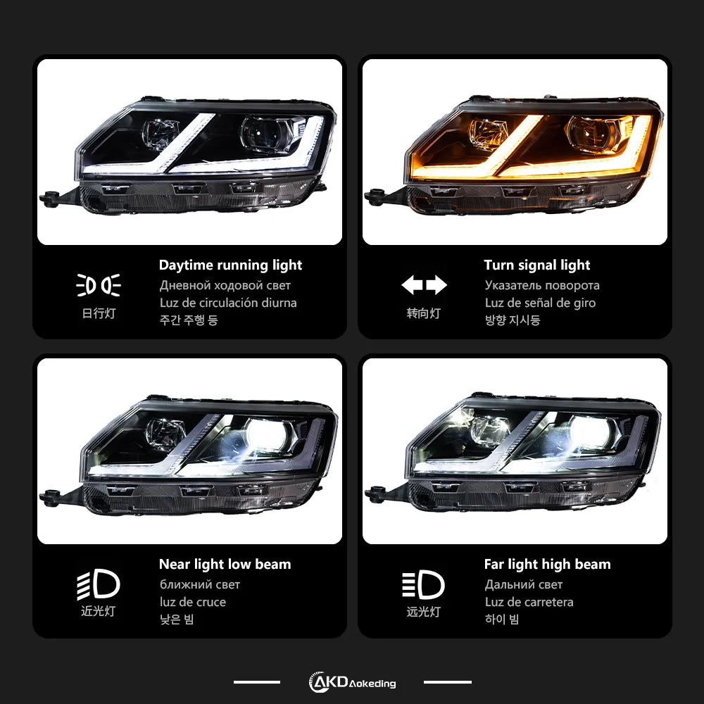 AKD Styling LED Car Lights for Skoda Rapid NH3 Pre‑Facelift 2013‑2017 Headlight LED DRL Turn Signal Low Beam High Beam Front Automotive Accessories