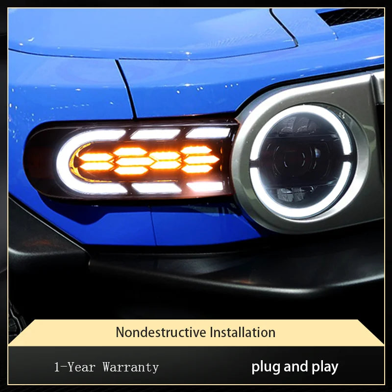 Sequential LED Headlights for Toyota FJ Cruiser 2007-2020 DRL Projector Front Lamps L+R
