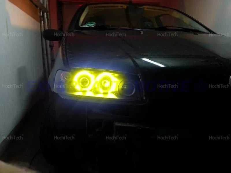 For Fiat PUNTO MK2 1999-2010 16-Color RGB Cotton LED Headlight Angel Eyes Ring Lamp Remote Control Car Daytime Running Light