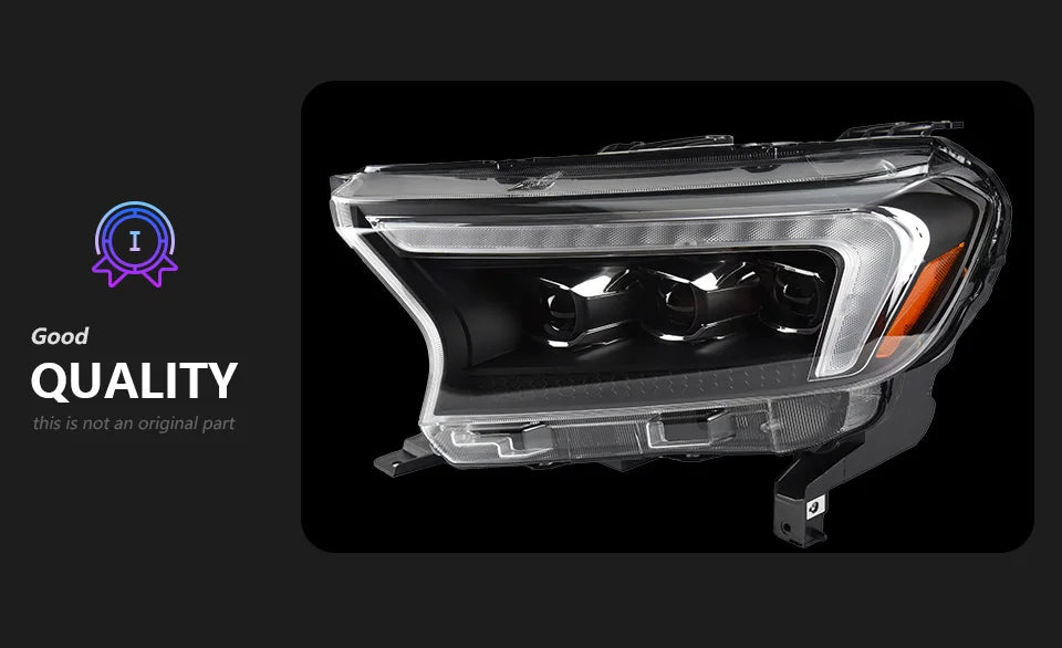 Paire de phares avant pour Ford Ranger 2016-2021 / Projecteurs LED / Droit et Gauche