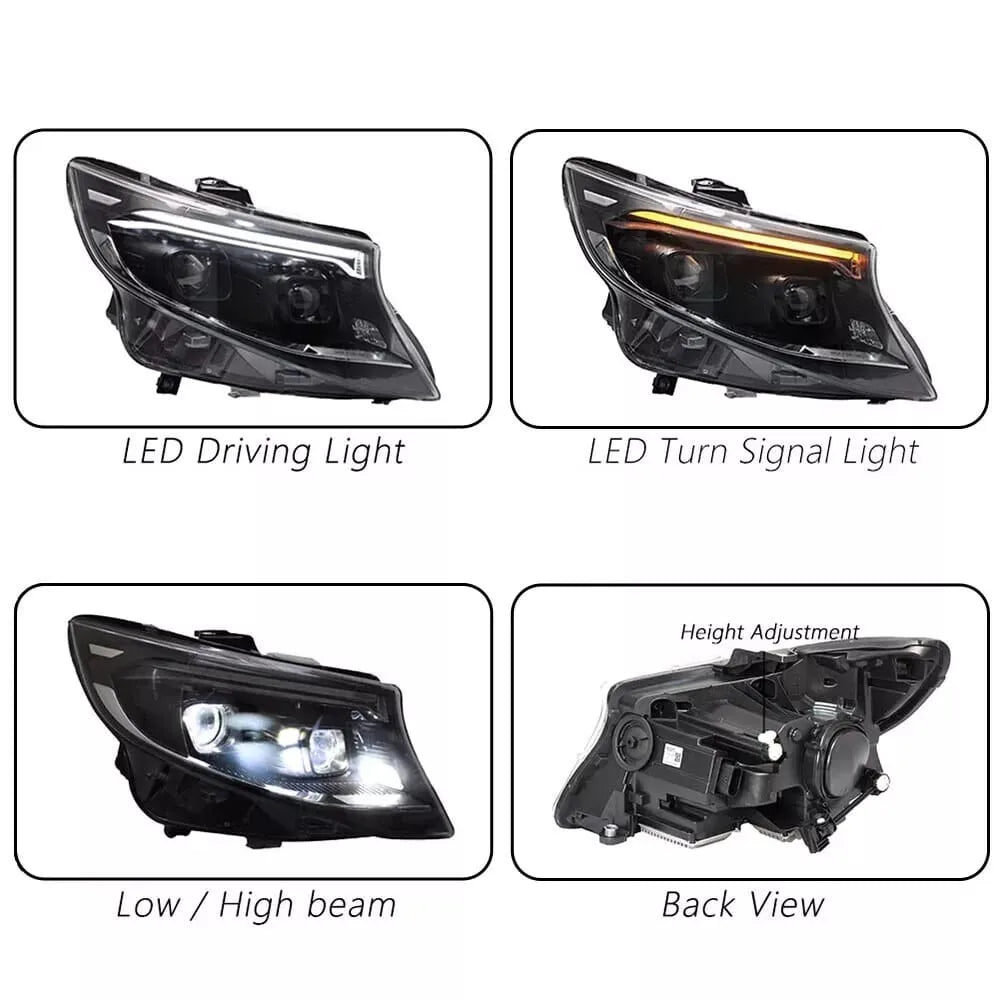 2x Headlight Assembly Left+Right For Benz V-Class W447 Vito V220 V250 V260 2015-2023 LED Front Headlights Pair Head Light Lamp