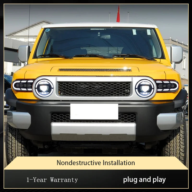 Sequential LED Headlights for Toyota FJ Cruiser 2007-2020 DRL Projector Front Lamps L+R