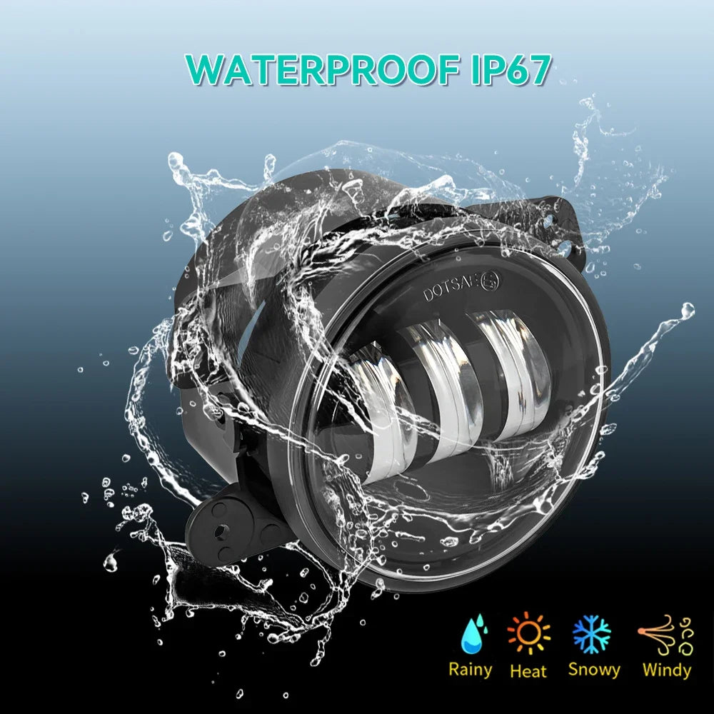 For Lada Niva Wrangler JK Dodge Citroen Ford Honda Suzuki 4 Inch LED Off Road Fog Lamp Driving Auxiliary Light Auto Headlight
