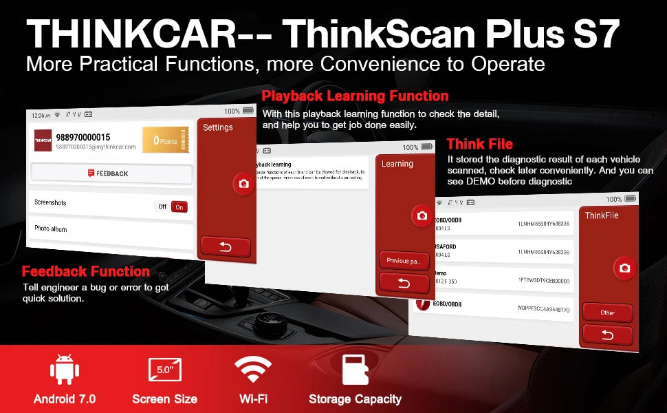 THINKCAR Thinkscan Plus S7 OBD2 Scanner Car Diagnostic